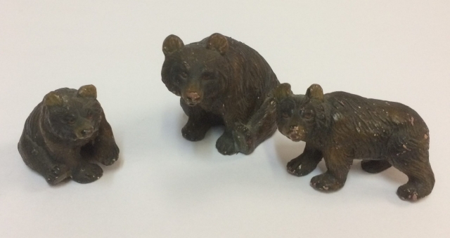 rare miniature German mother bear with two cubs ca. 1935